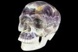 Realistic, Carved Chevron Amethyst Skull #150867-2